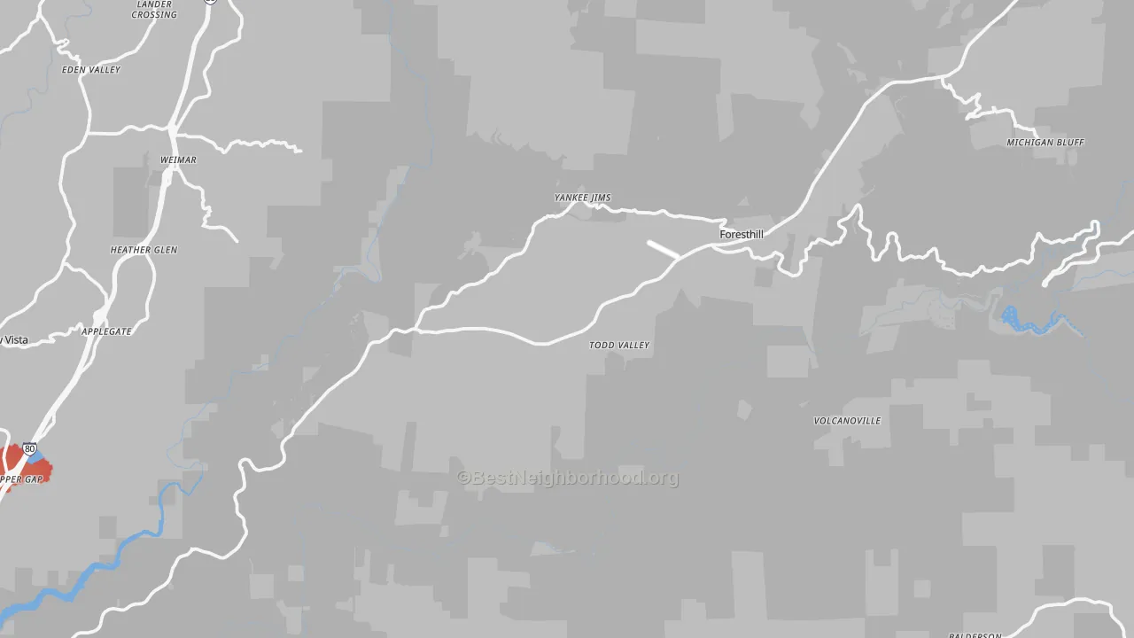 Transit Grade map of Foresthill, CA
