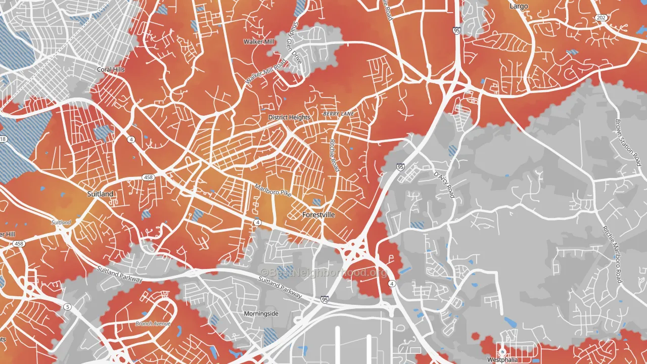 Transit Grade map of Forestville, MD