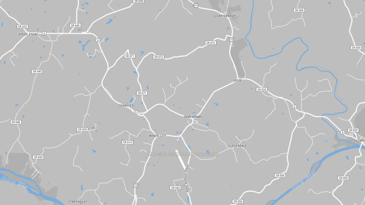 Transit Grade map of Fork Union, VA