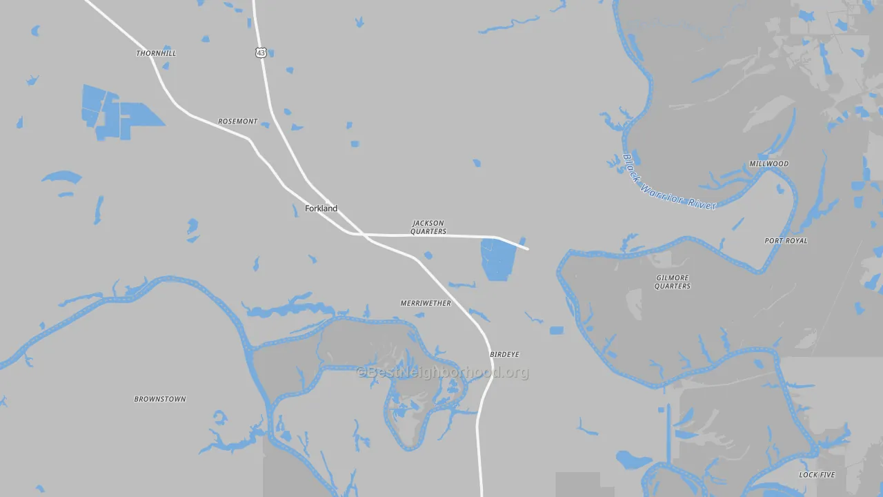 Transit Grade map of Forkland, AL