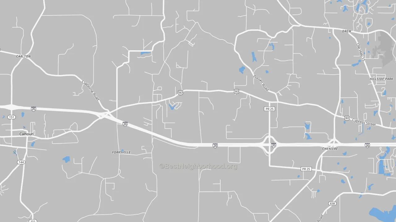 Transit Grade map of Forksville, LA