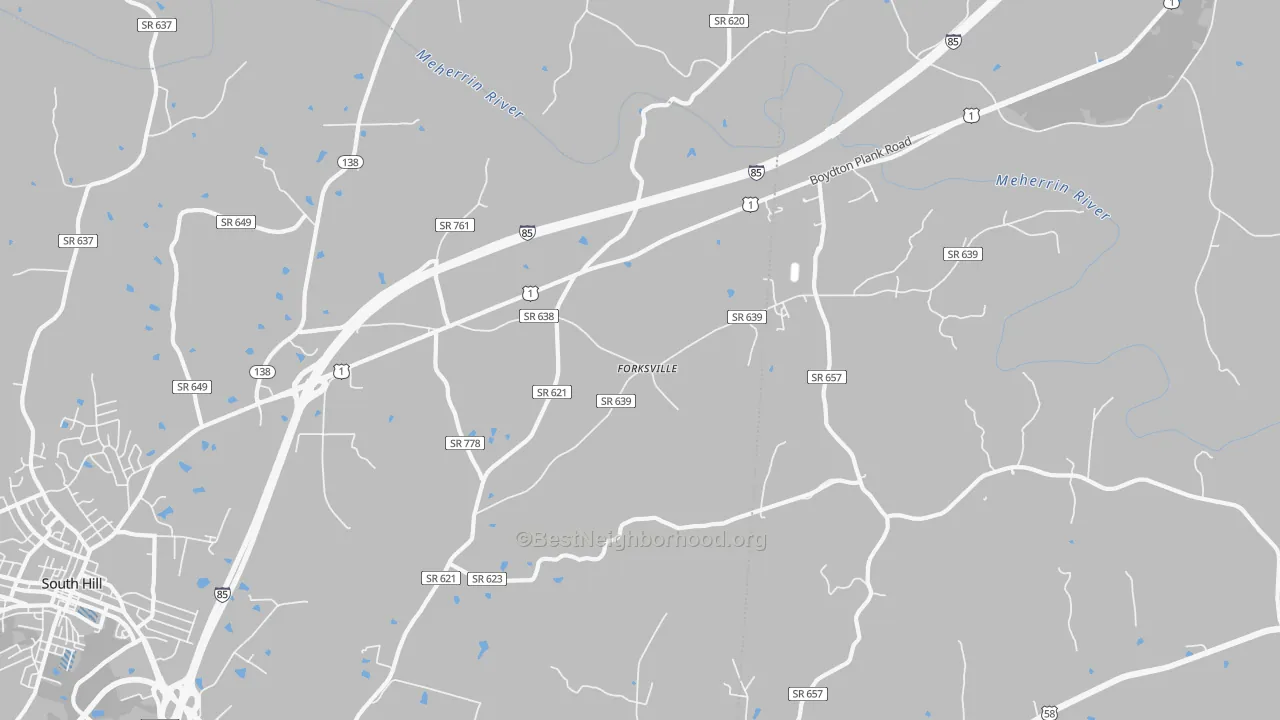 Transit Grade map of Forksville, VA