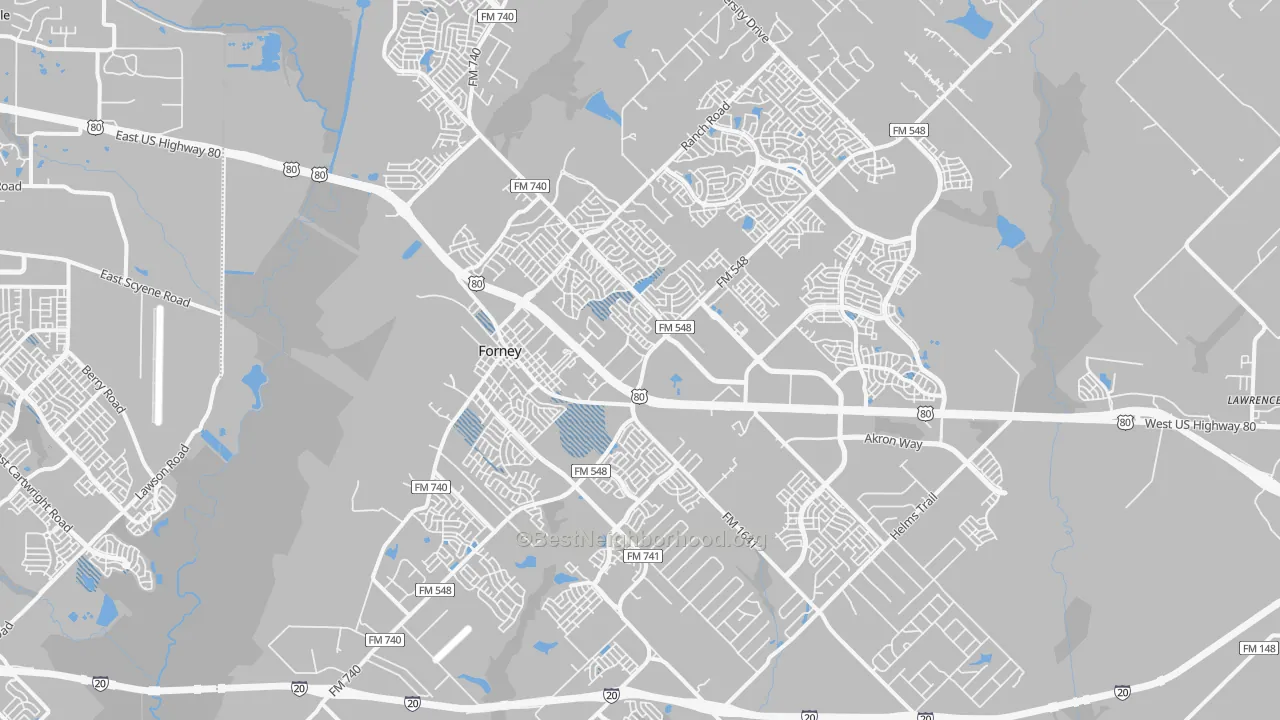 Transit Grade map of Forney, TX