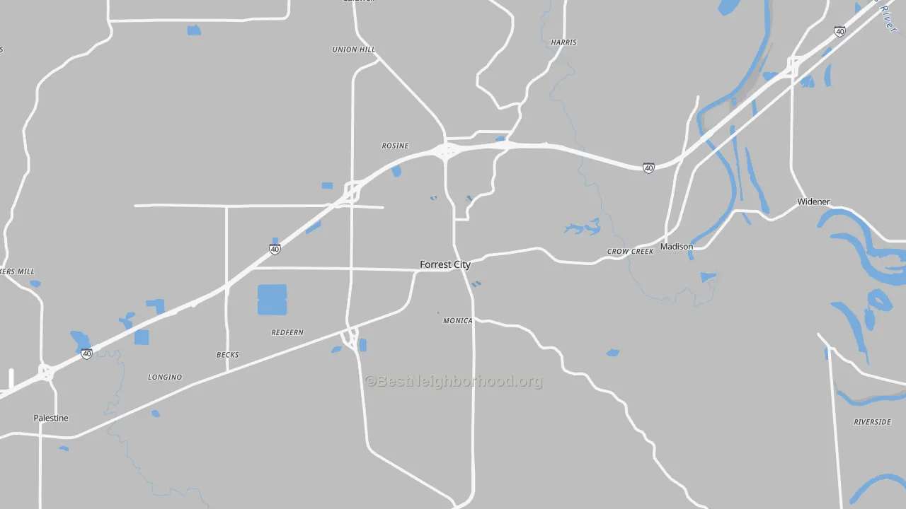 Transit Grade map of Forrest City, AR