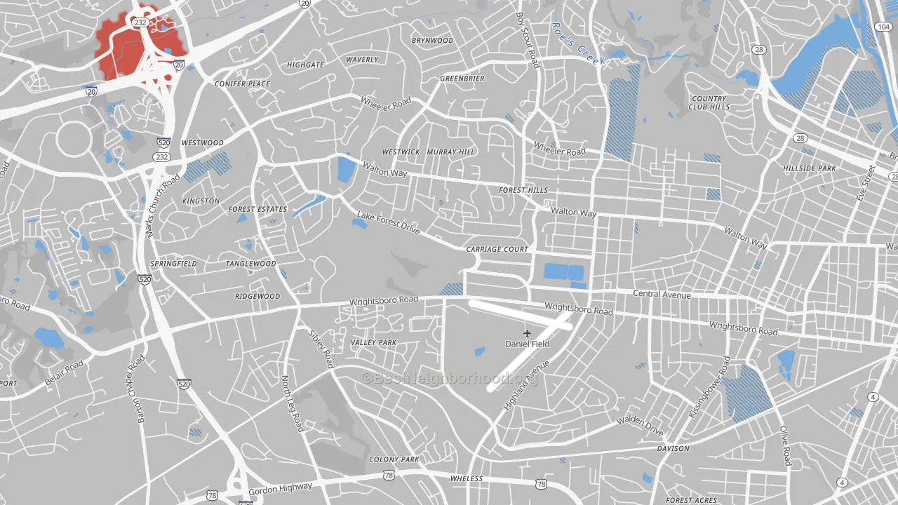 Transit Grade map of Forrest Hills, Augusta, GA
