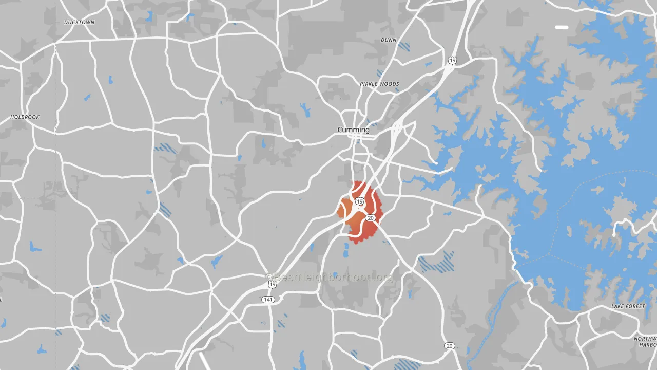 Transit Grade map of Forsyth County, GA