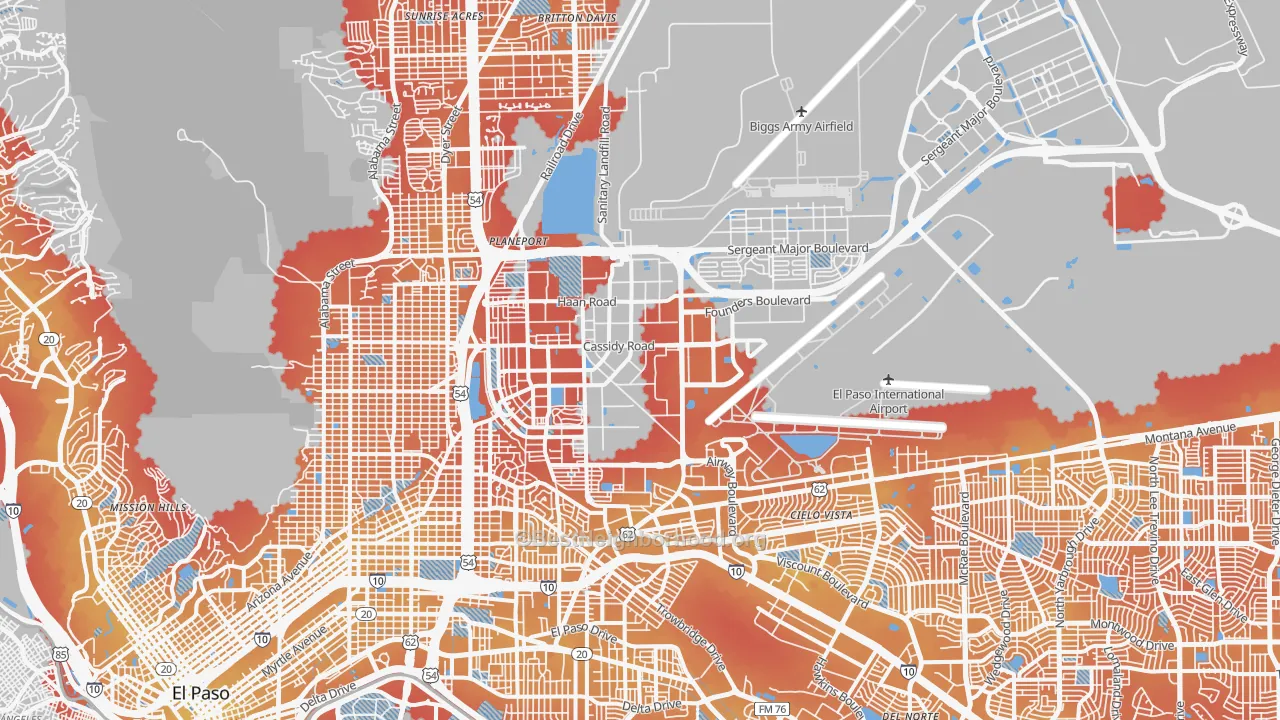 Transit Grade map of Fort Bliss, TX