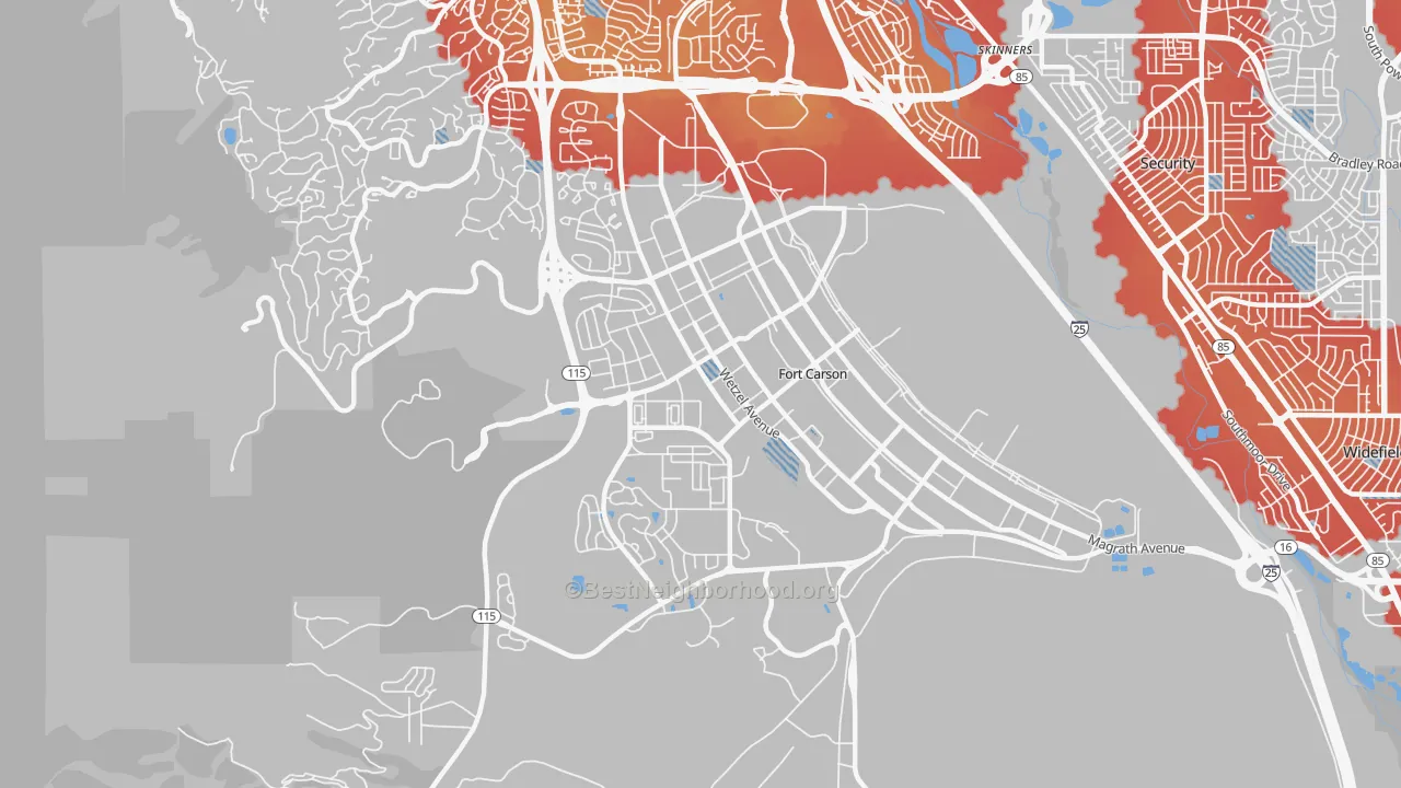 Transit Grade map of Fort Carson, CO