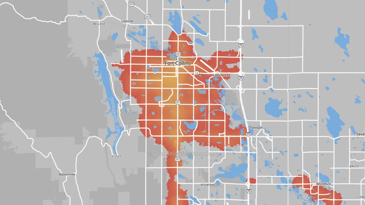 Transit Grade map of Fort Collins, CO