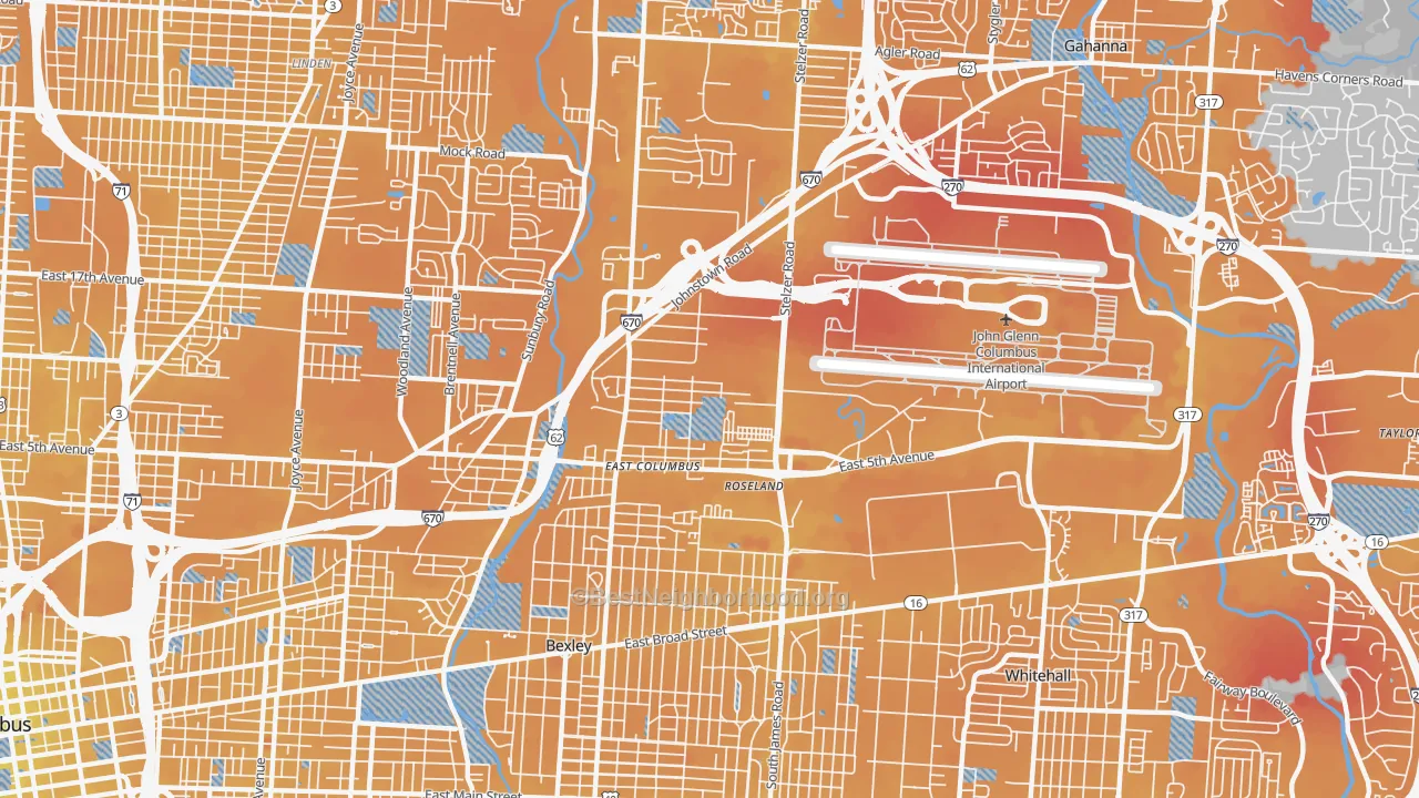 Transit Grade map of Fort Columbus Airport, Columbus, OH