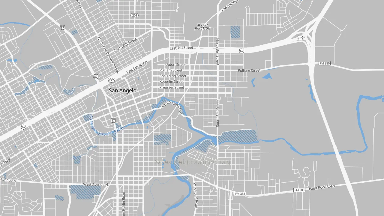 Transit Grade map of Fort Concho, San Angelo, TX