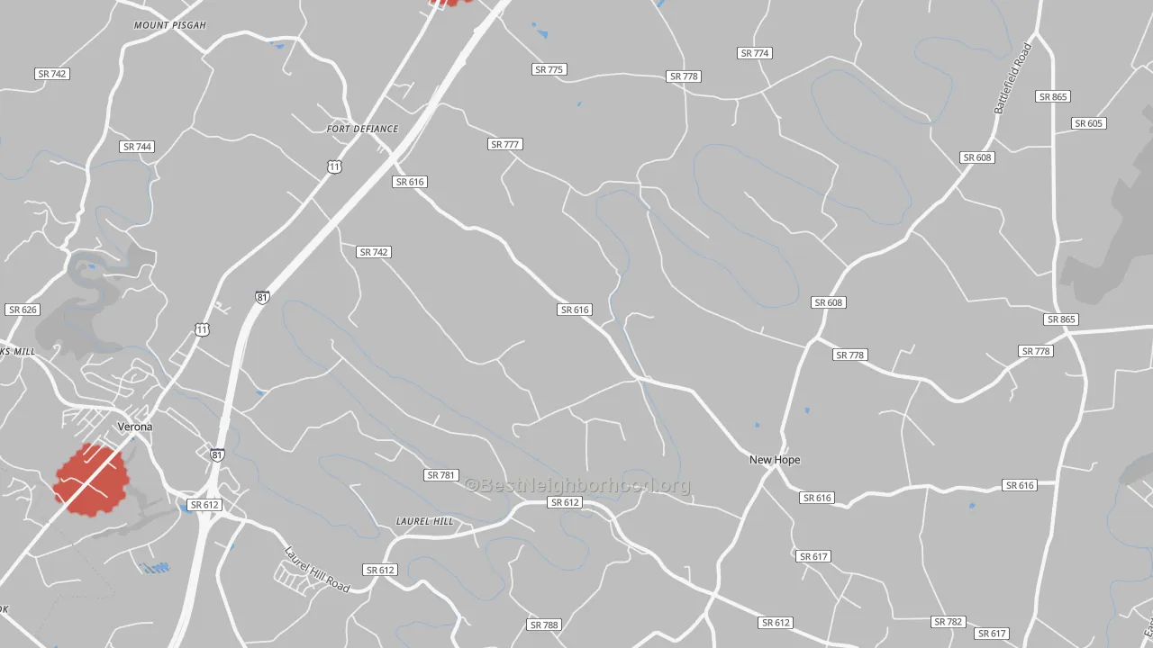 Transit Grade map of Fort Defiance, VA