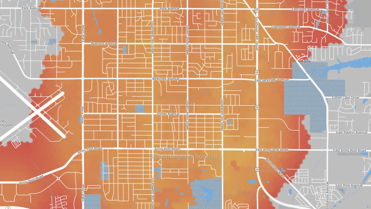 Transit Grade map of Fort des Moines, Des Moines, IA