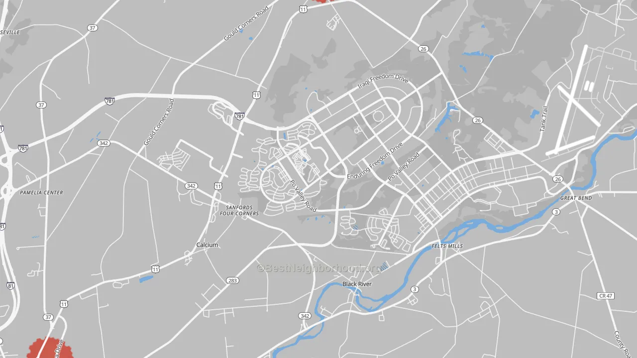 Transit Grade map of Fort Drum, NY