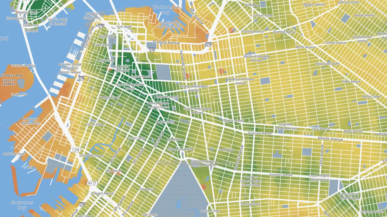 Transit Grade map of Fort Green, Brooklyn, NY