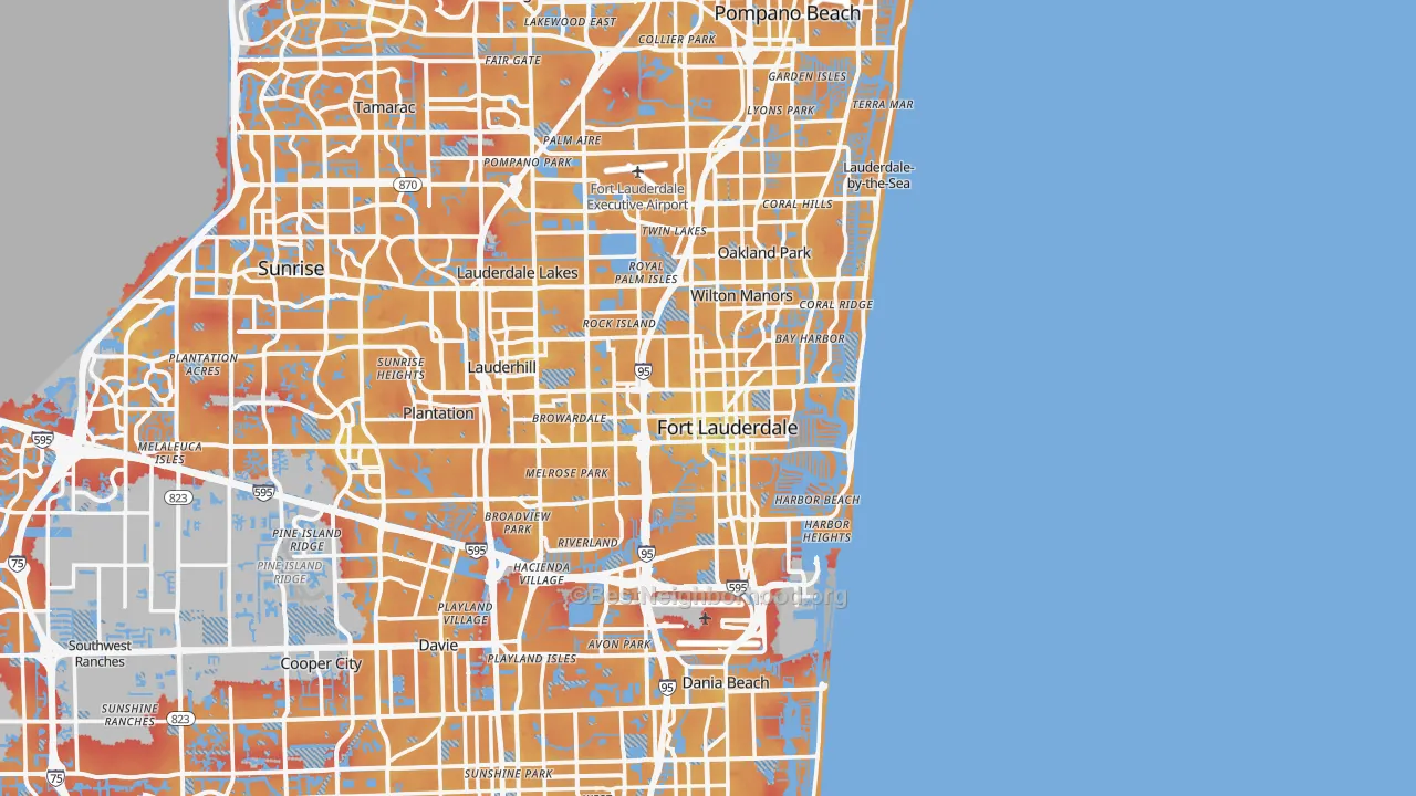 Transit Grade map of Fort Lauderdale, FL