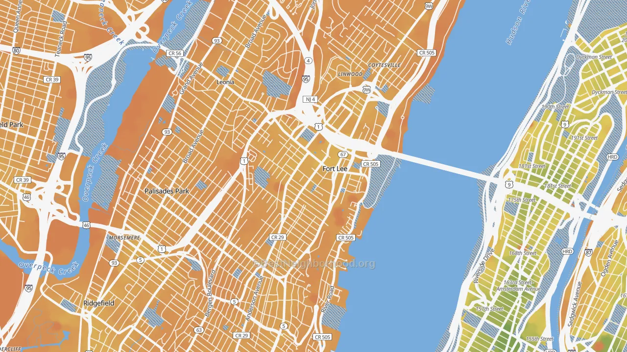 Transit Grade map of Fort Lee, NJ