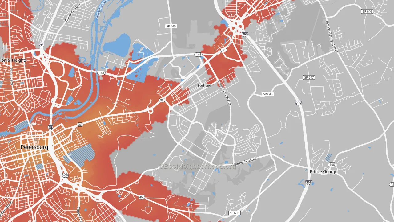 Transit Grade map of Fort Lee, VA