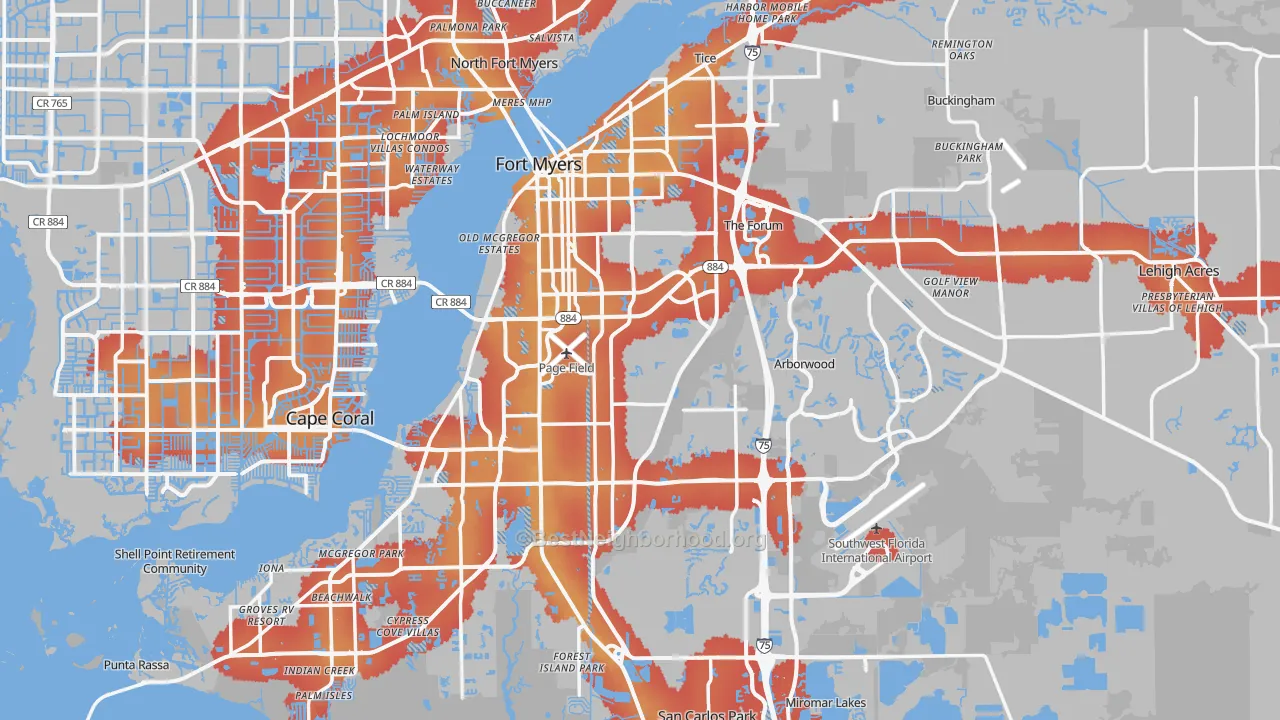 Transit Grade map of Fort Myers, FL