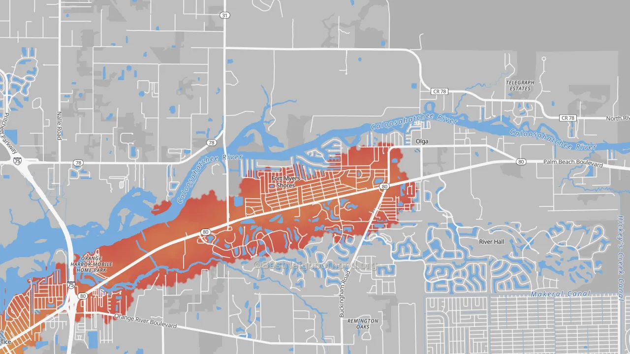Transit Grade map of Fort Myers Shores, FL