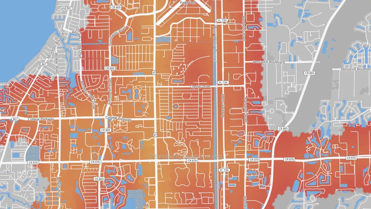 Transit Grade map of Fort Myers Villas, Villas, FL