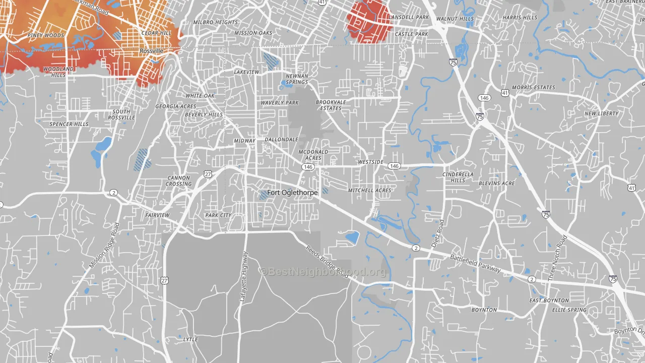 Transit Grade map of Fort Oglethorpe, GA