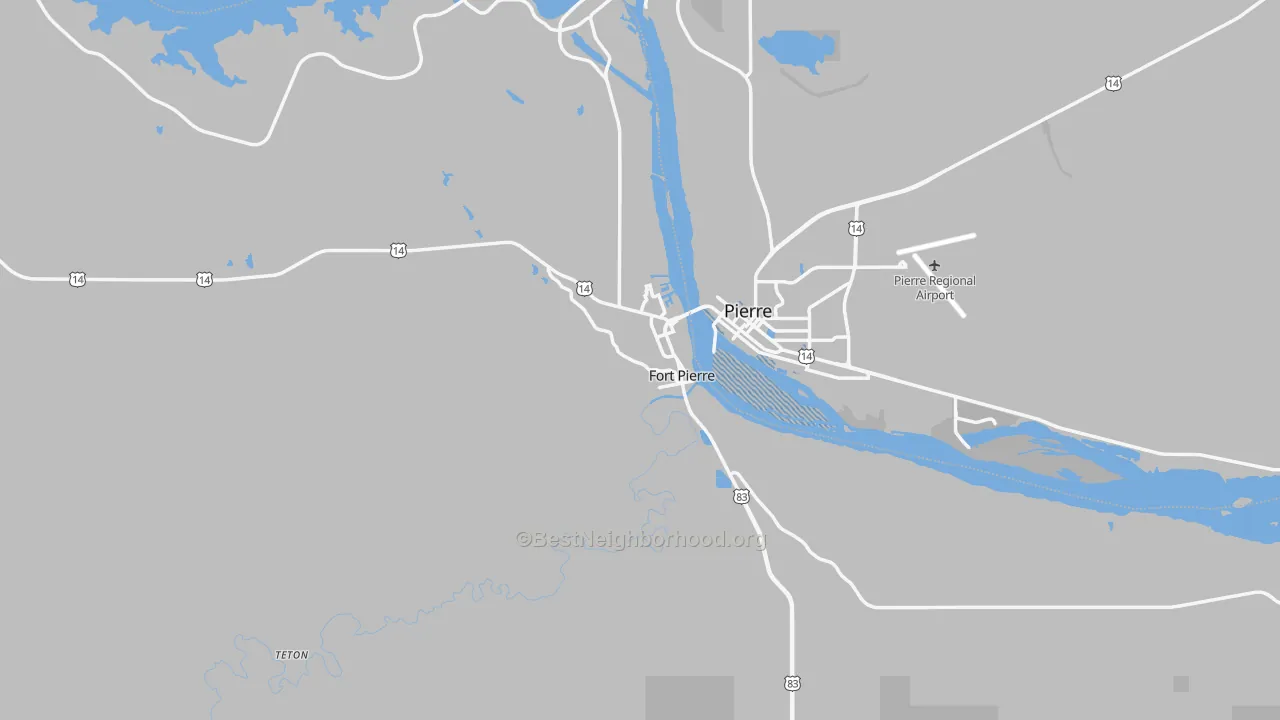 Transit Grade map of Fort Pierre, SD