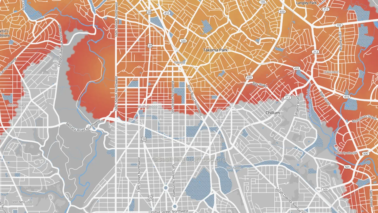 Transit Grade map of Fort Totten-Upper Northeast, Washington, DC