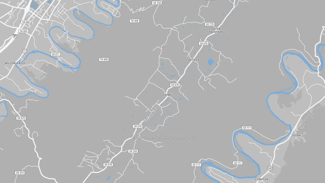 Transit Grade map of Fort Valley, VA