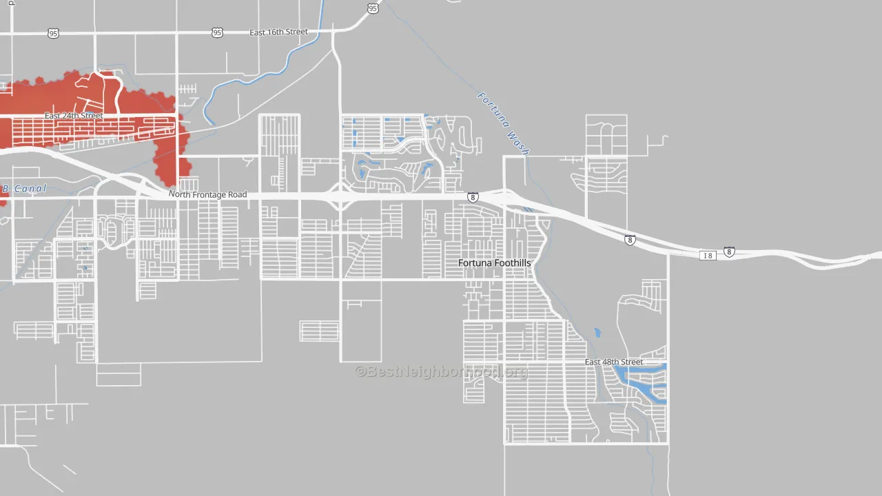 Transit Grade map of Fortuna Foothills, AZ