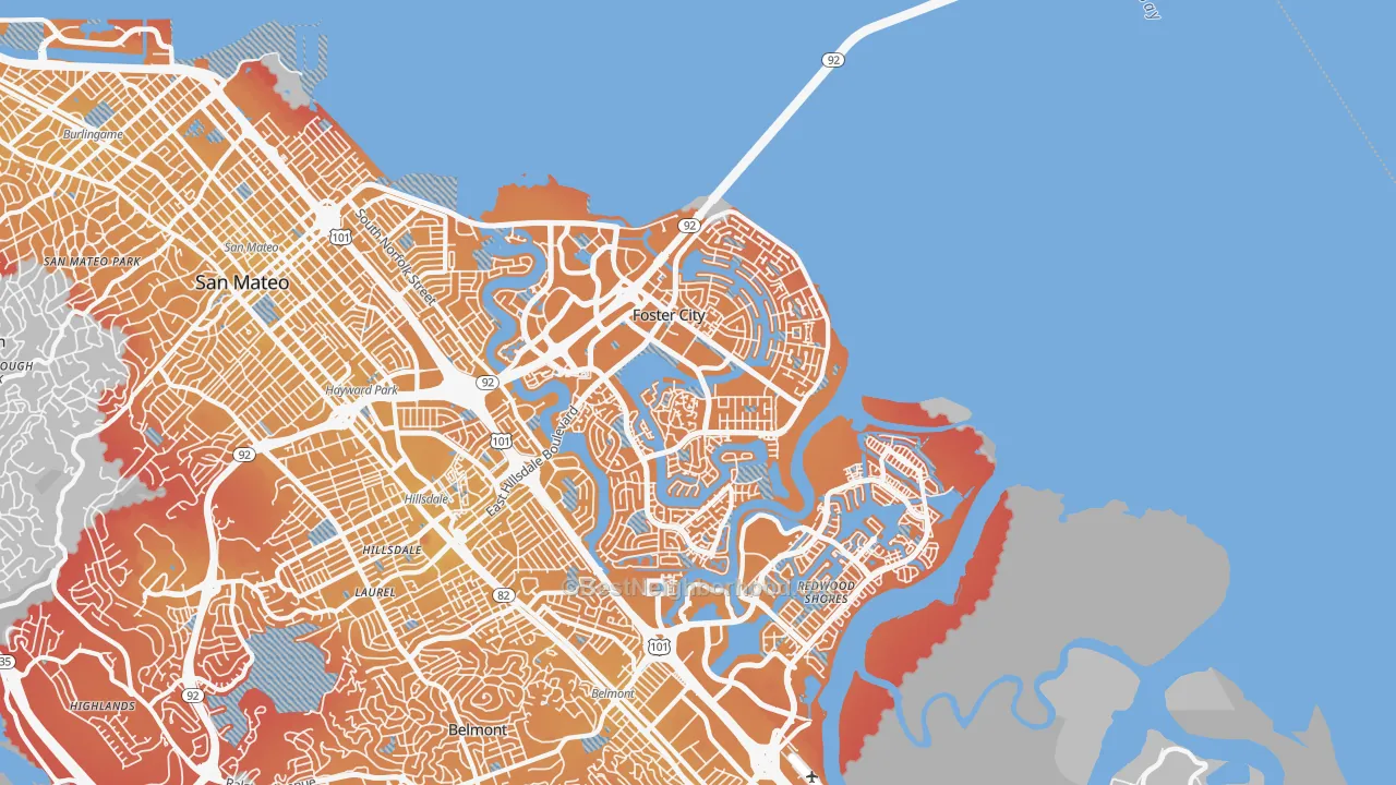 Transit Grade map of Foster City, CA