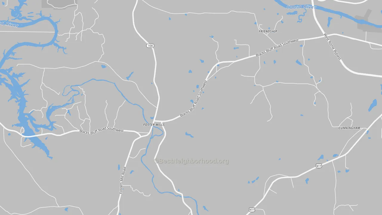 Transit Grade map of Fosters Mills, GA