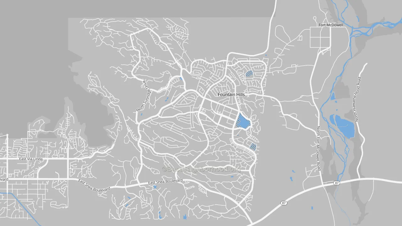 Transit Grade map of Fountain Hills, AZ