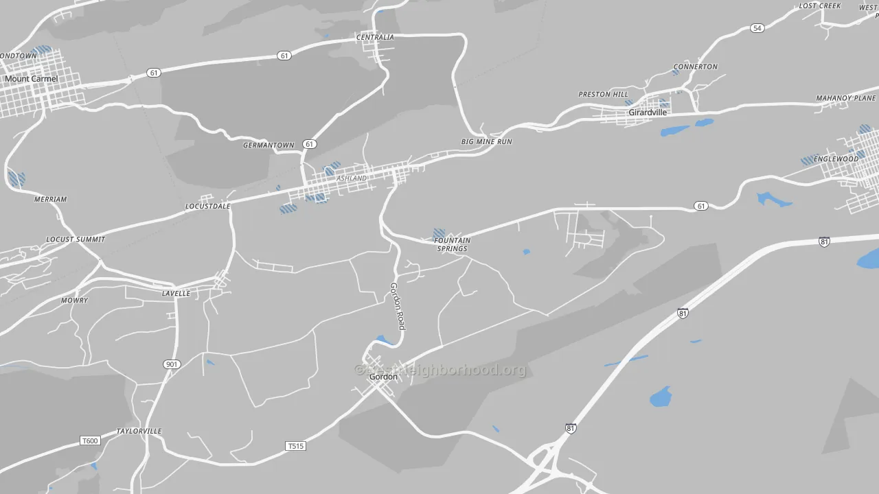 Transit Grade map of Fountain Springs, PA