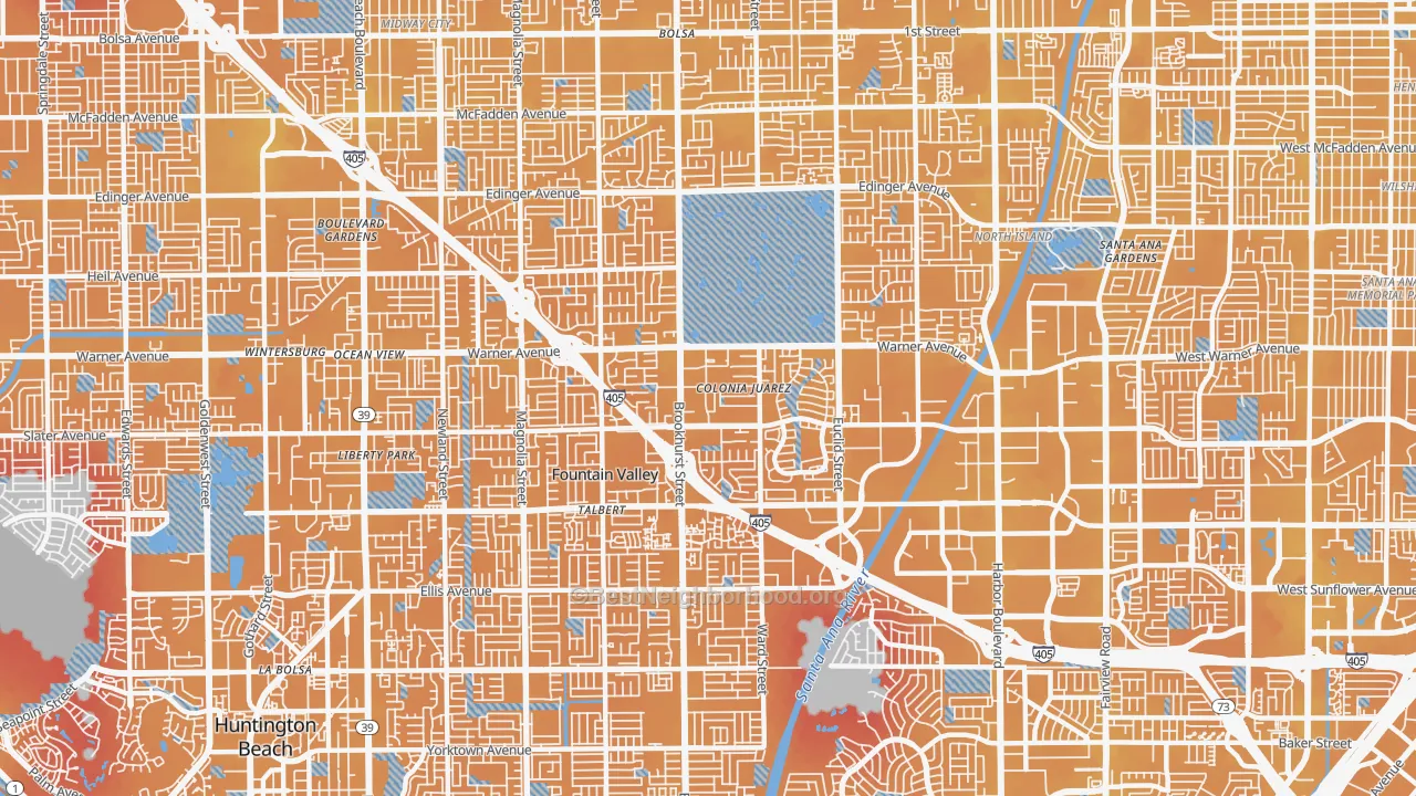 Transit Grade map of Fountain Valley, CA