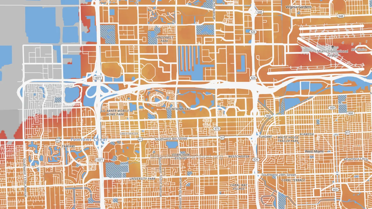 Transit Grade map of Fountainebleau, FL