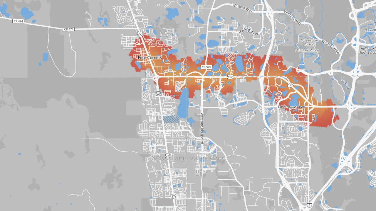 Transit Grade map of Four Corners, FL