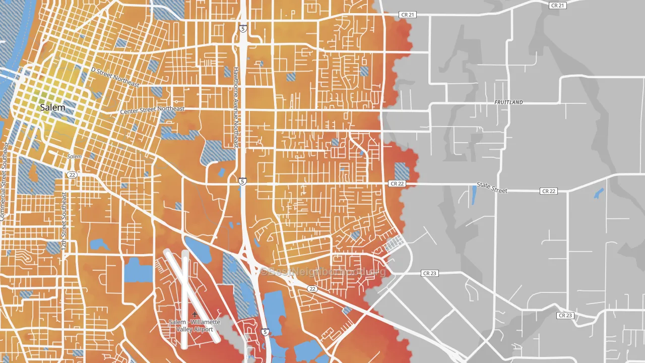 Transit Grade map of Four Corners, OR