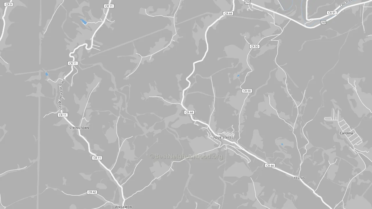 Transit Grade map of Four States, WV