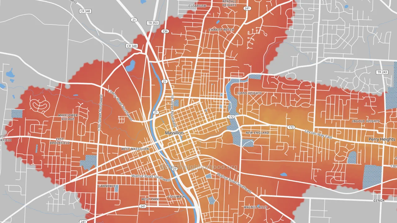 Transit Grade map of Fourth Street Historic District, Massillon, OH