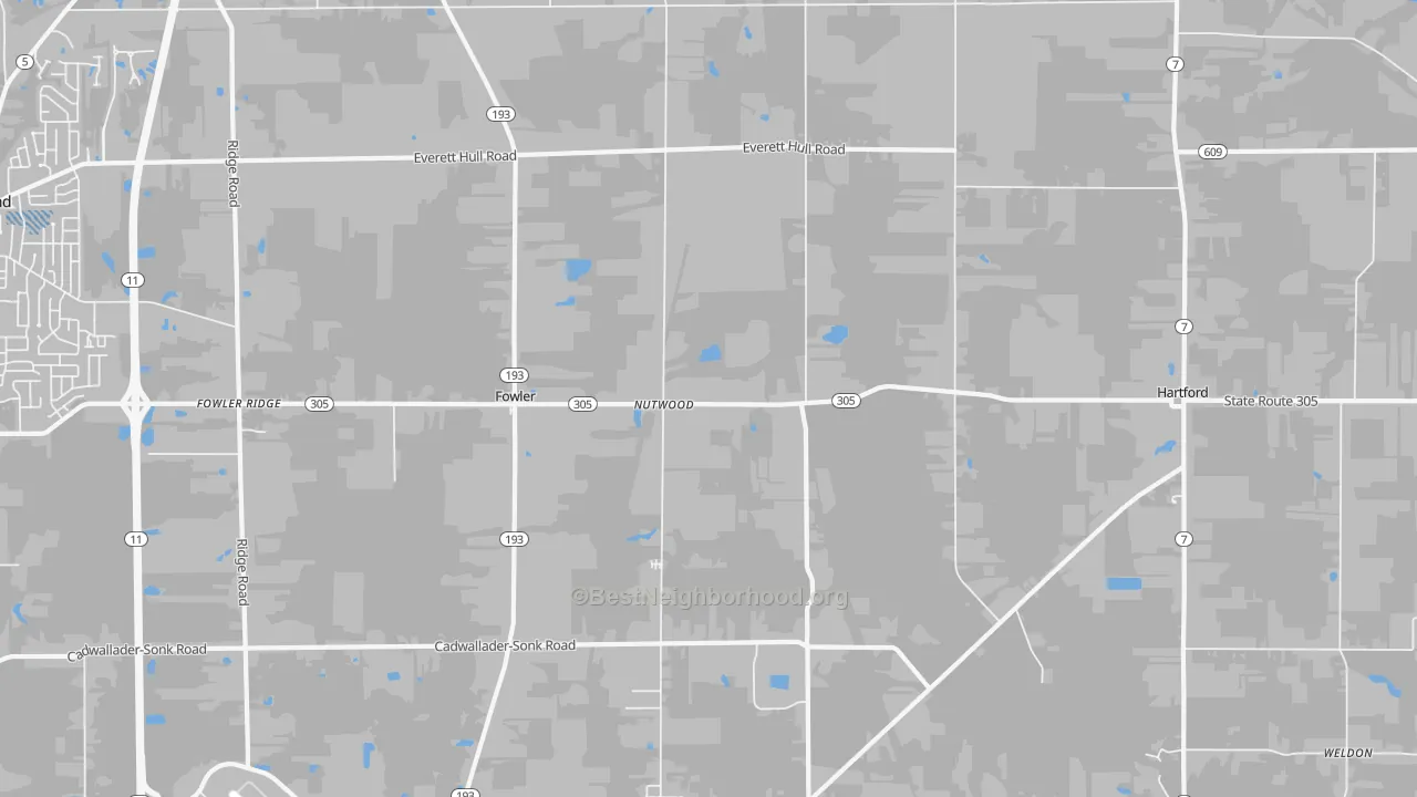 Transit Grade map of Fowler, OH