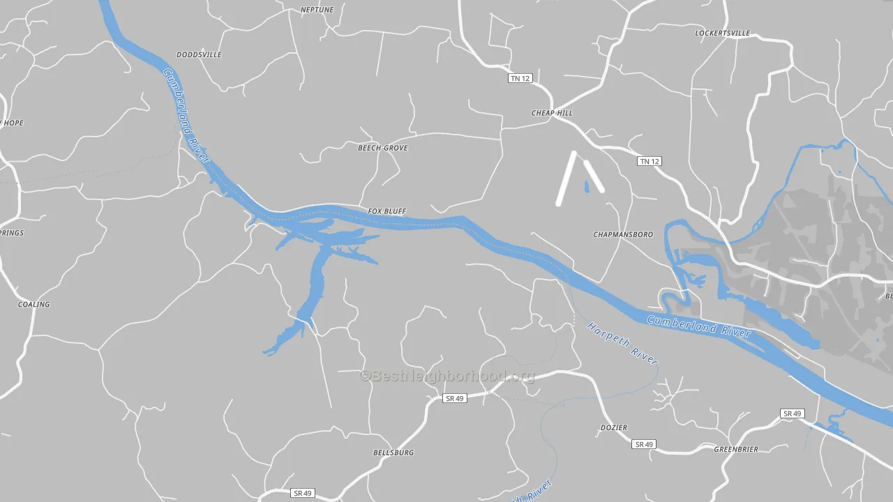 Transit Grade map of Fox Bluff, TN