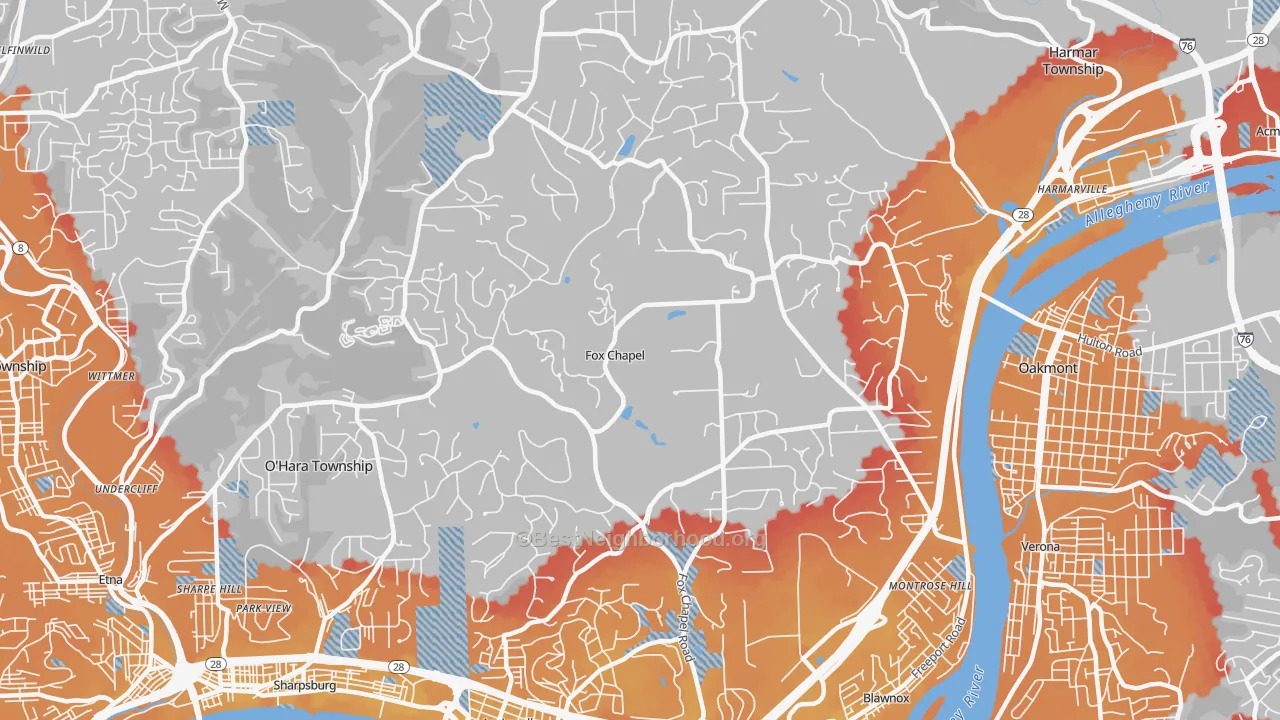 Transit Grade map of Fox Chapel, PA