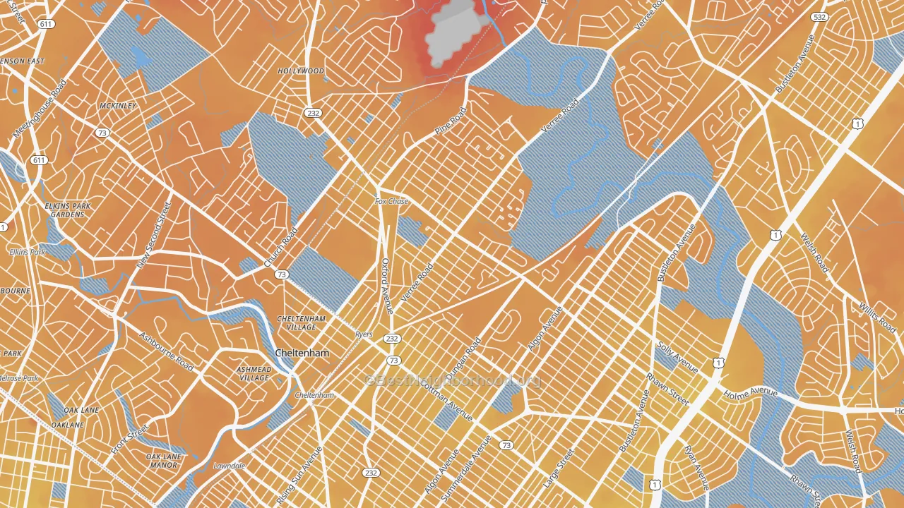 Transit Grade map of Fox Chase-Burholme, Philadelphia, PA