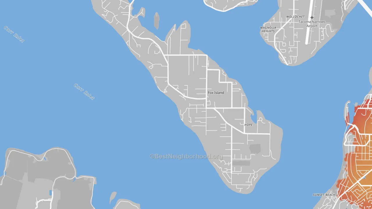 Transit Grade map of Fox Island, WA