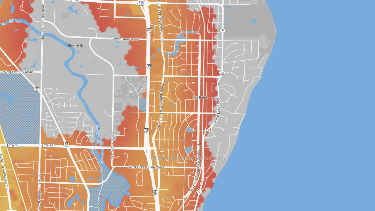 Transit Grade map of Fox Point, WI