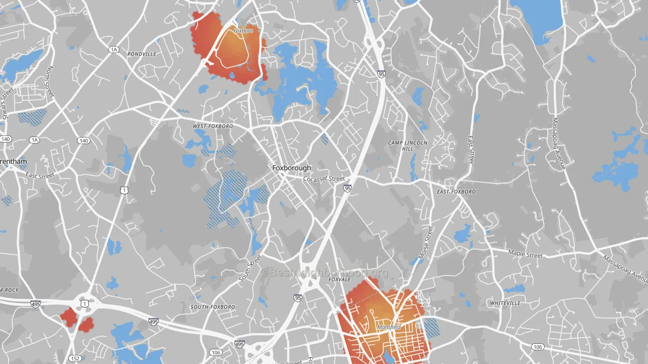 Transit Grade map of Foxboro, MA