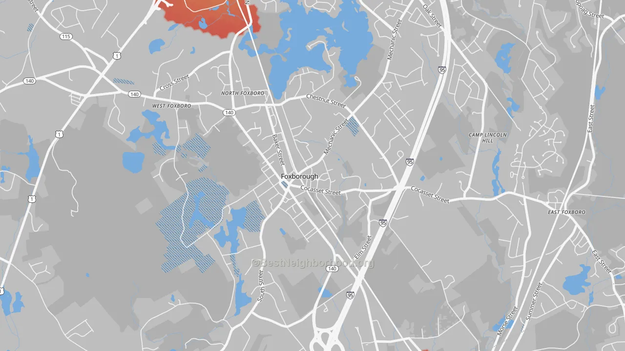 Transit Grade map of Foxborough, MA