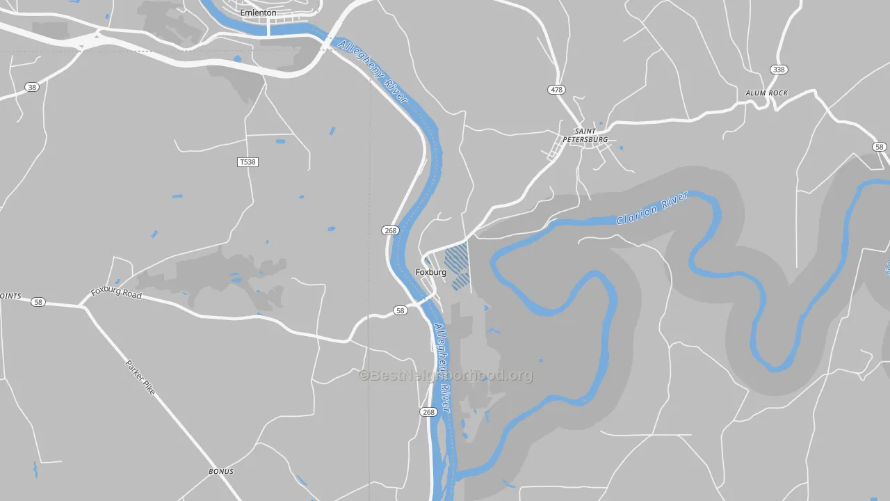 Transit Grade map of Foxburg, PA