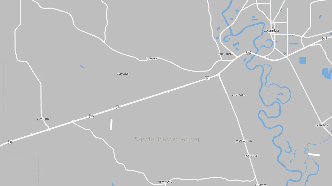 Transit Grade map of Foxworth, MS